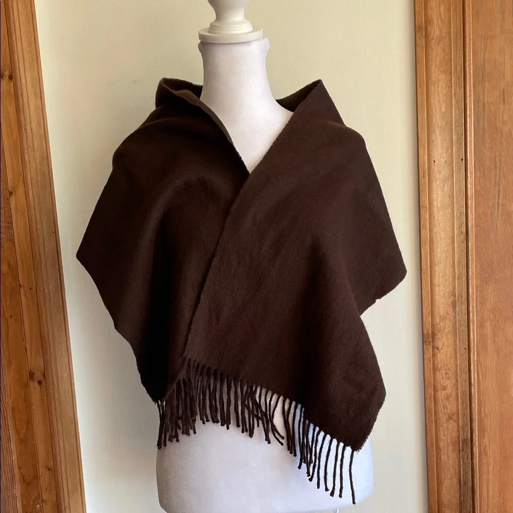 CHRISTIAN DIOR Cashmere Wool Blend Muffler Scarf in Deep Brown Vintage